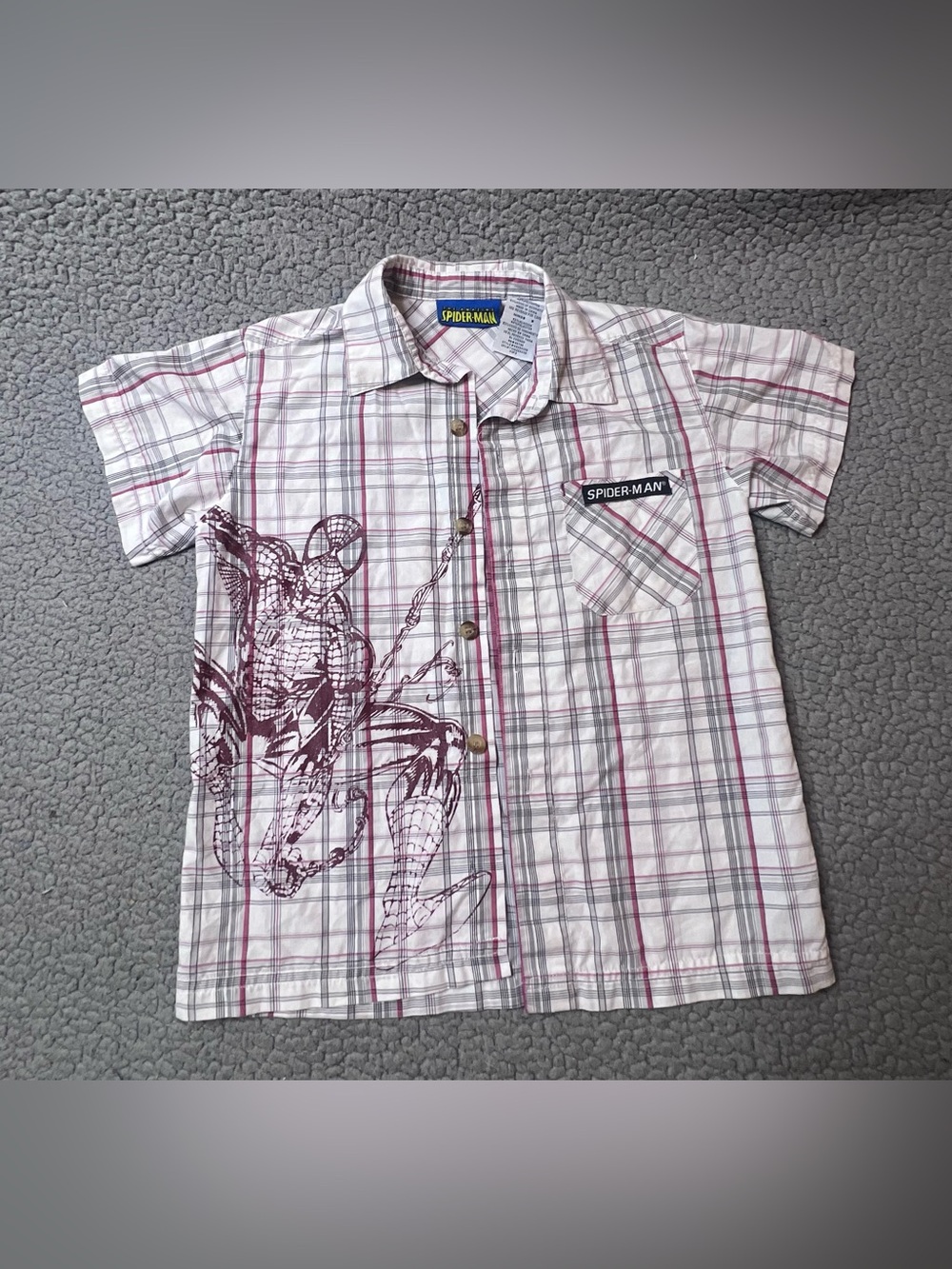 Vintage Spider-Man Button Up Short Sleeve Blouse Boys Size 5